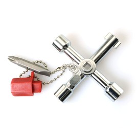 RLECS - Llave de cruz de 4 vías, aleación de zinc, multifunción, llave triangular, apertura universal, llave de fontaneros, electricistas, herramienta para medidores eléctricos de gas, armarios y radiadores de sangrado