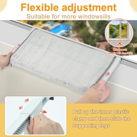 Sunhoo Cat Window Perch Hammock Kitty Bed for Windowsill Bedside Large Cats Shelf Seat inside with Adjustable Ledge Sturdy Removable Cover Easy Assembly No Suction No Drill Hold 40lbs 26.54*13.58in(L)