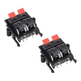uxcell 2 Row 4 Way Spring Speaker Terminal Clip Push Release Connector Cable Terminals Strip Block WP4-15 2Pcs