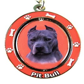 E&S Pets Blue Pit Bull Spinning Double Sided Key Chain, KC-26b
