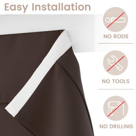 Vatge French Door Curtains, Blackout Side Door Curtains Privacy, Thermal Insulated Window Covering for Sightlight/Patio/Office, 1 Panel, W12 x L70, Brown