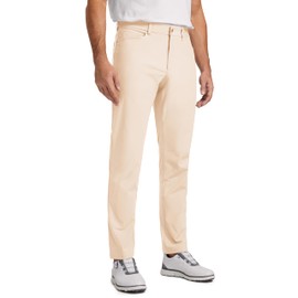 CRZ YOGA Men's All Day Comfy Golf Pants with 5-Pocket 30" Quick Dry Lightweight Casual Work Stretch Trousers Raw Linen 38W x 30L