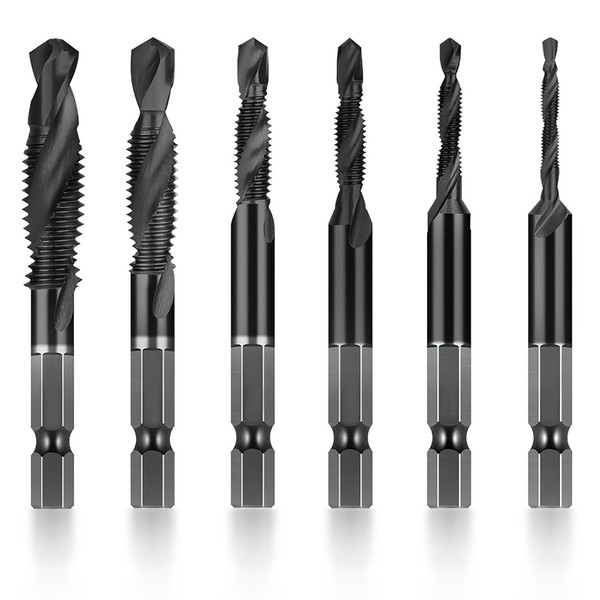 High Speed Steel Tap Set, M3/M4/M5/M6/M8/M10 Screw Tap Drill Bits,