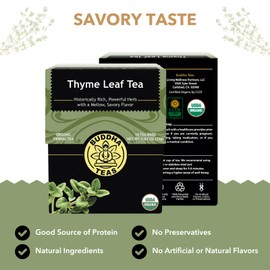 Buddha Teas - Organic Thyme Leaf Tea - Herbal Tea - For Health & Wellbeing - With Antioxidants & Minerals - Clean Ingredients - Caffeine Free - OU Kosher - 18 Tea Bags (Pack of 1)