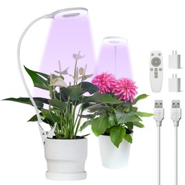 Grow Lights for Indoor Plants, Pot Clip-on LED Plant Lights for Indoor Growing, Full Spectrum Grow Lamp with Adjustable Gooseneck, 4/8/12H Timer, 3 Color & 10 Level Dimmable Brightness, 2 Packs