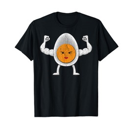 Strong Cartoon Egg Character Illustration For Kids T-Shirt