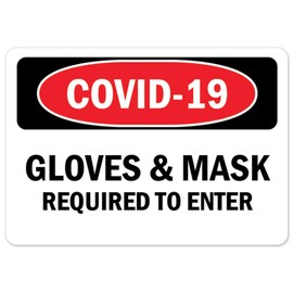 COVID-19 Notice Sign - COVID-19 Gloves & Mask Required to Enter | Peel and Stick Wall Graphic | Protect Your Business, Class Room, Office & Interior Surroundings | Made in The USA