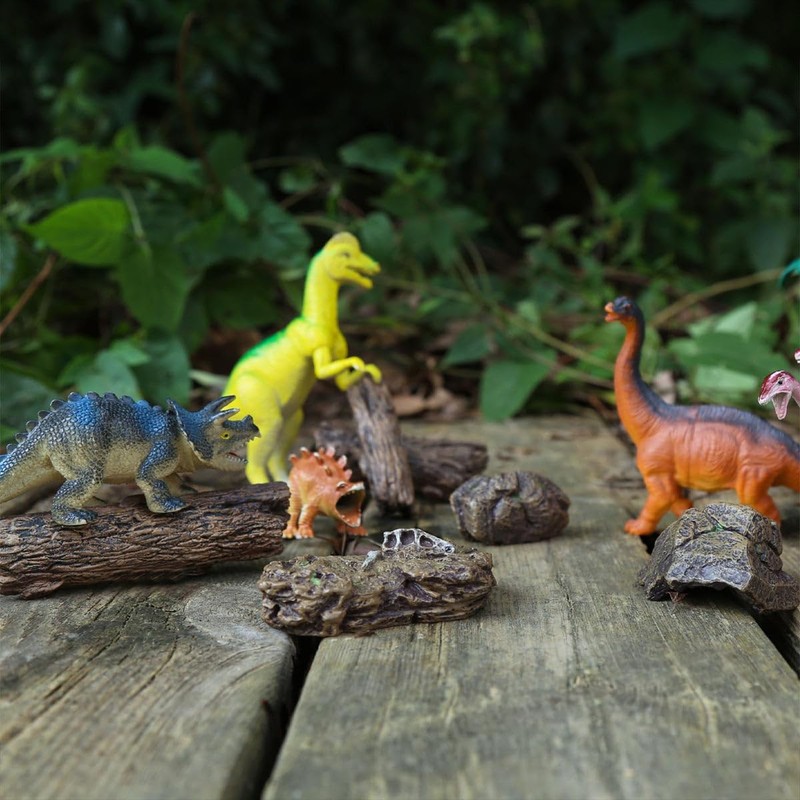 9pcs Artificial Tree Stump Fossil Stone Rock Mini Garden Figurines