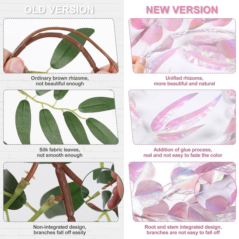 MDSTBN Pink Eucalyptus Garland with Lights, 6FT Spring Garland Faux