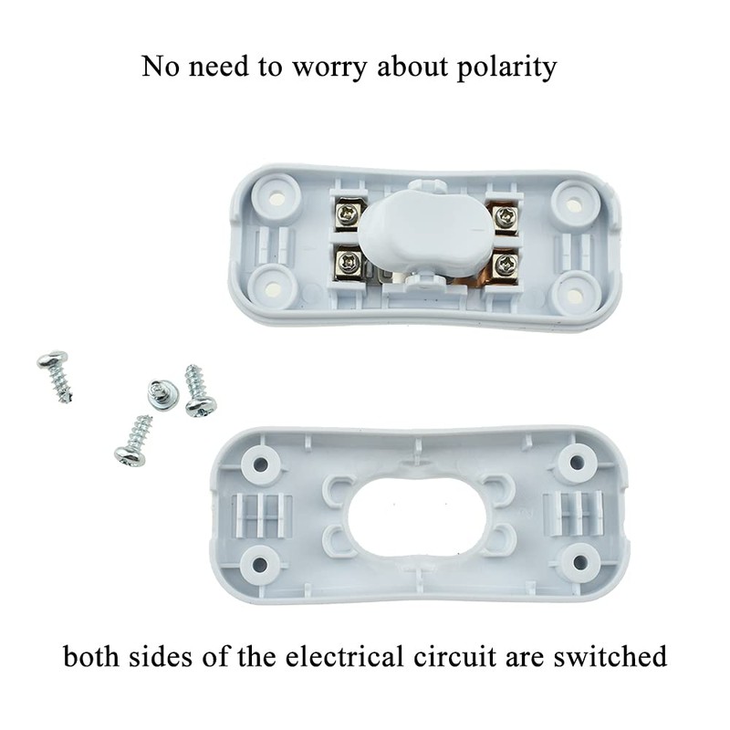 Hahiyo 2A 250V Inline Cord Switch Rocker Button Double Pole