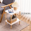 Apicizon 2 Tier End Table, Boho Side Table with Storage