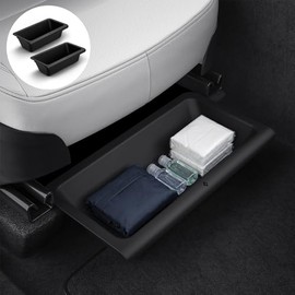 Spigen Caja de Almacenamiento Bajo el Asiento, Bandeja Organizadora Oculta [Impermeable y Anti-Vibración] para Accesorios Tesla Model Y Juniper 2025 2026 - Paquete de 2