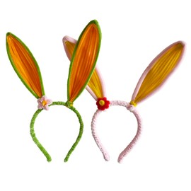 ChenGui Bunny Ears Headbands DIY Kit, Can be Made into Flower Headbands, Mainly Using Craft Pipe Cleaners or Chenille Stems, 2pcs After Completion