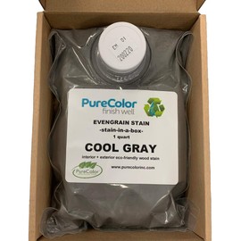 PureColor - Wood Stain and Finishes - Eco-Friendly, Vivid Colors, Deep Pigment, Ready to Use, Water-Based, Low VOC, No Odor, & Easy Clean-Up. Quart, Cool Gray