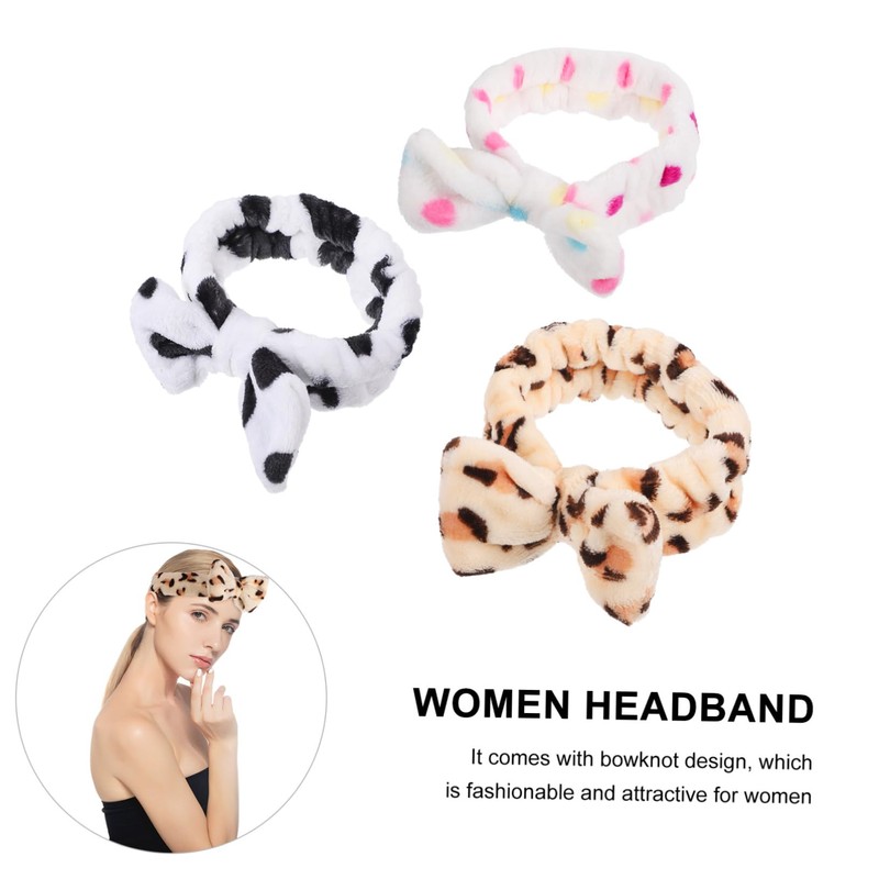 OHPHCALL Comfy Face Washing Headband Elastic Spa Headwrap Bowknot Design