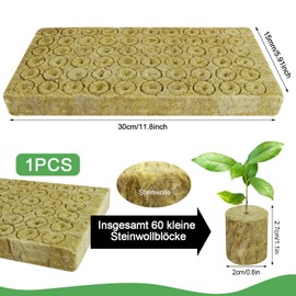 Nuyoah Rock Wool Cultivation Cubes Hydroponics Rockwool Cube Rockwool Cube 2 x 2 x 2.7 cm Pack of 60 Rockwools Grow Cubes Plants Hydroponic Rock Wool Round for Bottomless Cultivation Cuttings Clones