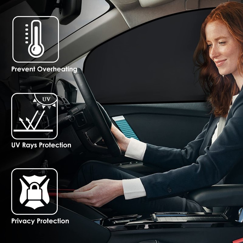 WD&CD Car Curtains, Set of 2, Magnet, Light Blocking, Easy