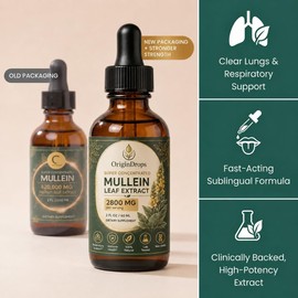 Origin Drops Mullein, Mullein Drops for Lungs, 2 Fl Oz, Herbal Lung Support Blend, Daily Respiratory Wellness Support, Mullein, Marshmallow Root & Licorice Root Blend