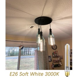 HOMOSUM T10 Long LED Bulb 4W Equal 40 Watt, dimmable Soft White 3000K E26 Edison LED Bulb, AC120V 400lm Tubular Light Bulb for Rustic Pendant,Island,Chandeliers,Wall sconces,4 Pack(4w-3000k)