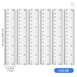 Zonon 6 Pcs 6 Inch Ruler Bulk Clear Plastic Flexible Straight Metric Rulers with Centimeters and Inches Drafting Measuring Tool for Classroom School Students Education
