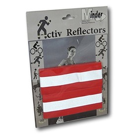 EPOSGEAR Twin Pack Minder Activ Reflector Hi-Vis High Visibility Reflective Road Safety Armbands - Elasticated with strong Adjustable Hook and Loop - Perfect for Running, Jogging and Children (Red)