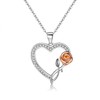 EVER FAITH S925 Heart Rose Necklace White CZ Rose Gold