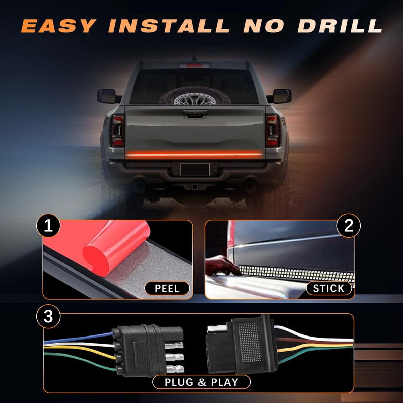 AMEXMART 60 Inch Tailgate Light Bar, Aluminum Frame Triple Row