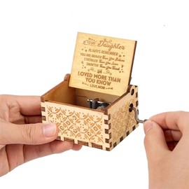 Music Box for Daughter Gift - Sunshine Birthday from Mom Mother to Daughter Wooden Engraved Hand Crank Musical Box Play You are My Sunshine