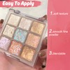 Glitter Eyeshadow Palette, 9 Colours Glitter Eyeshadow White Silver Pink