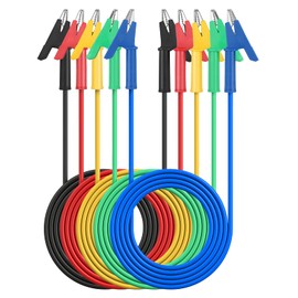 AMTOVL Double Ended Alligator Clips 5 PCS 15A Test Lead Wire Cable with Insulators Clips Test Flexible Copper Cable for Electrical Testing 1M/39in
