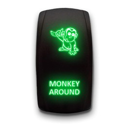 Monkey Around - Green - Stark 5-PIN Laser Etched LED Rocker Switch Dual Light - 20A 12V ON/Off
