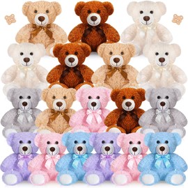 Zhanmai 18 Pcs 14 Inch Bears Stuffed Animal Bulk Gifts for Valentine's Day Plush Bear Toys for Birthday Baby Shower Party Favor(Mixed Colors)