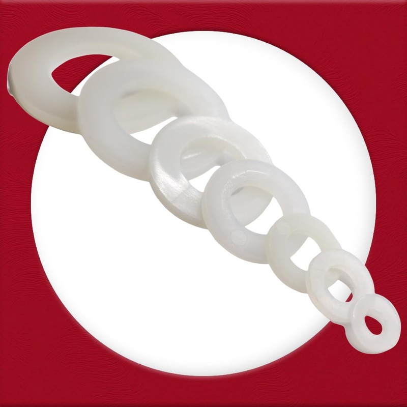 M7 White Nylon Black White Washers Flat Form A (Pack