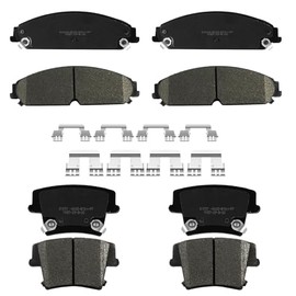 YxpBrake Ceramic Brake Pads Front and Rear Fit for Dodge Charger 2006-2023 Challenger 2015-2022 Magnum 2005-2008,Chrysler 300 2005-2018 with Hardware Kits