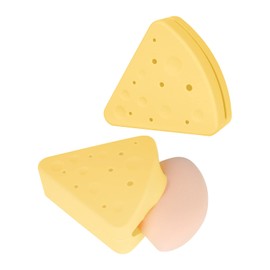 ReignSword 2 Pack Triangle Powder Puff Holder, Silicone Beauty Makeup Sponge Storage Case, Shatterproof Cosmetic Makeup Blender Puff Travel Case (Yellow)