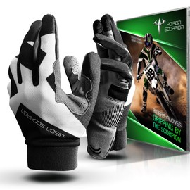 POISON SCORPION Boy Motorcycle Gloves, Kids Dirt Bike Glove Outdoor Sports Full Finger Black L for Motorbike Motocross MX BMX MTB ATV Mountain Bicycle Cycling Biking - Touchscreen Non slip Breathable