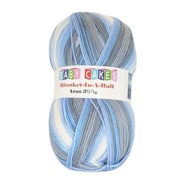 WoolCraft Baby Cakes Blanket in a Ball Aran Knitting & Crochet Yarn, Available in a Selection of Variegated Colours, 100% Acrylic, 636 Metres, 300g Balls, Single Ball, Blue Moon
