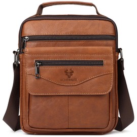 HUMERPAUL Small Messenger Bag for Men Sling Crossbody Shoulder Bag Genuine Leather Handbag Man Purse for Work Business