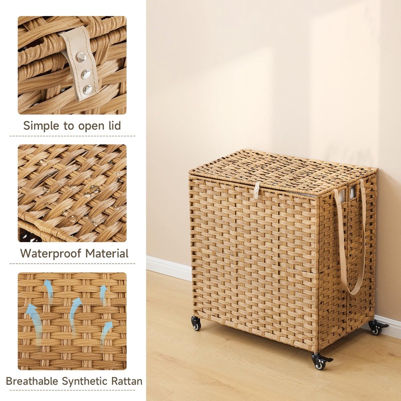 Laundry Hamper with Wheels, 39.6 Gallon(150L) Rolling Laundry Basket with