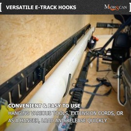 MorScan 4-Pack 4" E Track J Hooks, Heavy Duty Black Steel Hanger 1,400lbs Break Strength E-Track Tie Down Accessories for Box Truck, Enclosed Trailer, Garage, Vans, Warehouse, Workshop