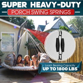 [Super Durable] Porch Swing Spring 1800 LBS Bearing Capacity with 2 Pack M8 Chain Quick Link, Double Spring Design, Good Corrosion, Resistance & Rustproof, for Suspension Swing, Hammock