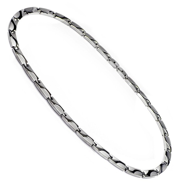 Accents Kingdom Men's Wave Pattern Titanium Magnetic Link Golf Necklace