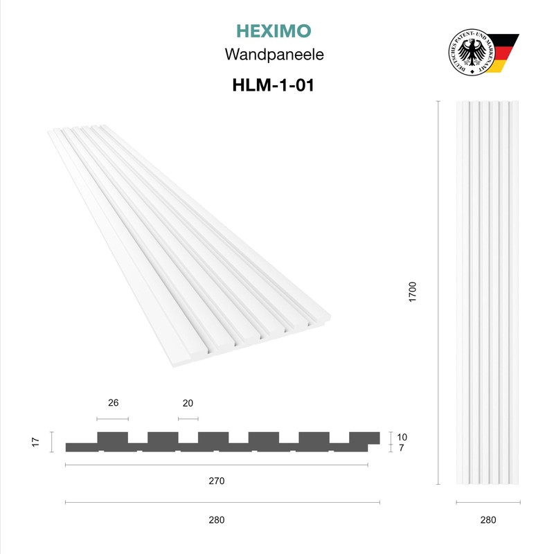 HEXIMO Slat Wall (1.84 m²) Made of XPS - Slats