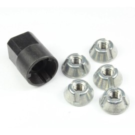 Trident Installation Tool + 5pcs 1/4-20 Tri-Groove Tamper Proof Security Nuts LPF420, 20