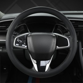 West Llama Thin Car Steering Wheel Cover, Universal 14.5-15 inch Nappa Leather Steering Wheel Cover, Ultra Thin, Anti-Slip, Breathable(Black-Standard Size)