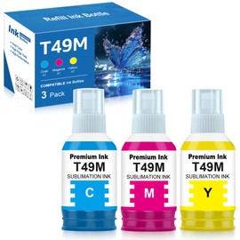 Yongairuink Compatible T49M Sublimation Ink Bottles Replacement for T49M2 T49M3 T49M4 Autofill Ink Work for SureColor F170 F570 Sublimation Printer (3-Pack, 1Cyan 1Magenta 1Yellow)