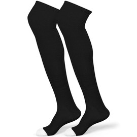 ShinyMatch High Football Socks Prosport Multiple Sizes over the Knee Baseball Socks Extra Long for Youth Women and Men(M,Black and White)