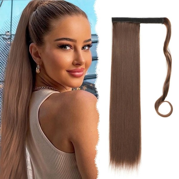 GIDWRIY Haarextension Pferdeschwanz Haarteil Zopf 55 cm,Haarverlängerung Zopf Glatt,Fake Hair