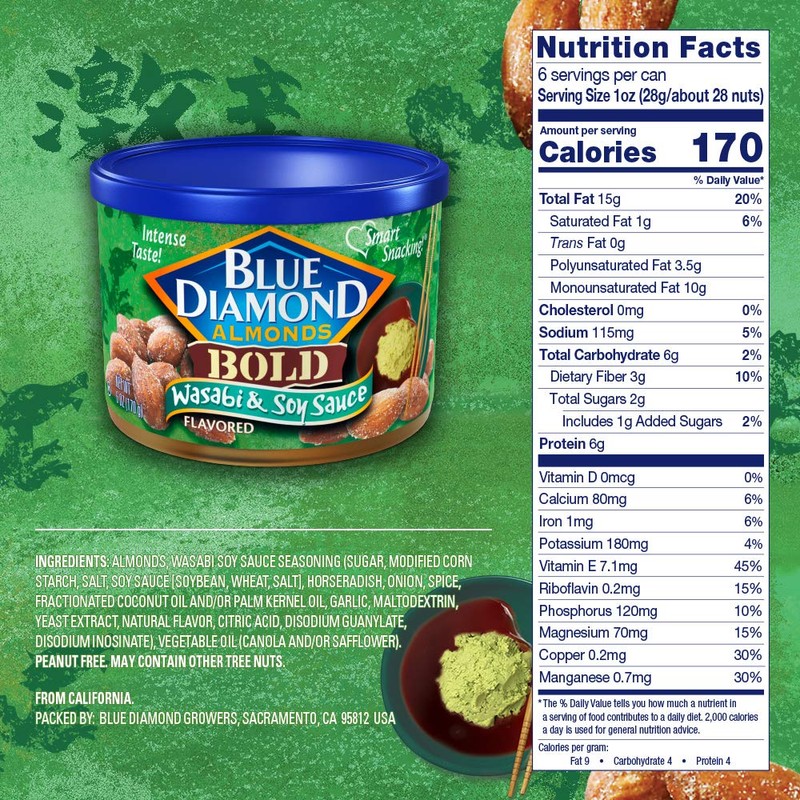 Blue Diamond Almonds, Bold Wasabi & Soy Sauce, 6 Ounce
