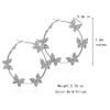 Silver Butterfly Hoop Earrings for Women Glitter Crystal Bridal Wedding